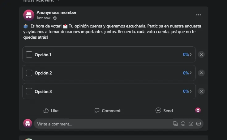 Votos Encuesta Facebook